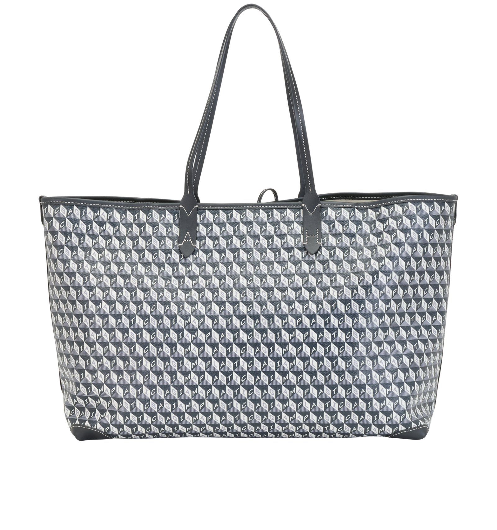 I Am A Plastic Bag Zipped Tote, &pound;275, Handbags, Grey, Canvas, Back view